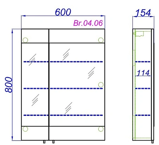 Шкаф-зеркало Aqwella Brig 60 белый Br.04.06/W