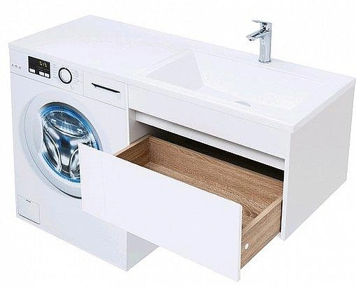 Тумба-умывальник подвесная над стиральной машиной Aquanet Токио 130 R белый 00236916+00235502