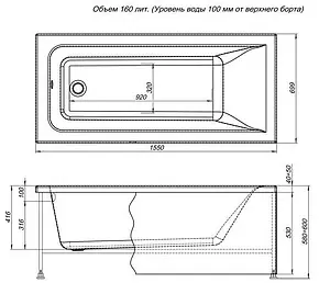 Ванна акриловая Aquanet Bright 165x70 00229217 Ванна акриловая Aquanet Bright 165x70 00229217, 2