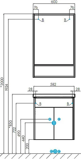 Зеркало Aquaton Флай 60 дуб крафт 1A237602FA860
