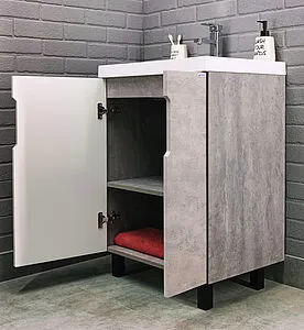 Тумба-умывальник напольный Айсберг Марта 60 бетон DA3503T+4670142930044, 5