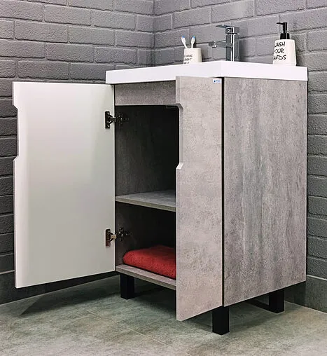 Тумба-умывальник напольная Айсберг Марта 60 бетон DA3503T+4670142930044