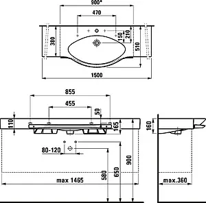 Раковина Laufen Palace 150 белый 8.1170.6.000.104.1, 2