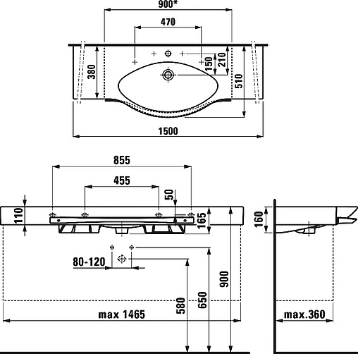 Раковина Laufen Palace 150 белый 8.1170.6.000.104.1