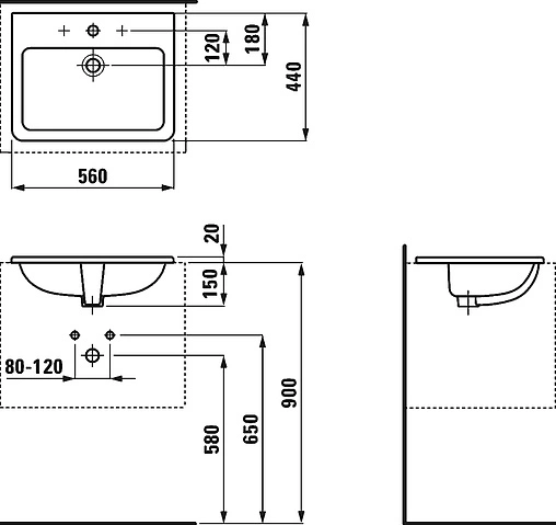 Раковина Laufen Pro S 56 белый 8.1896.3.000.104.1