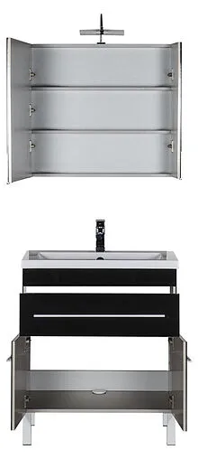 Шкаф-зеркало Aquanet Верона 75 L чёрный 00175385