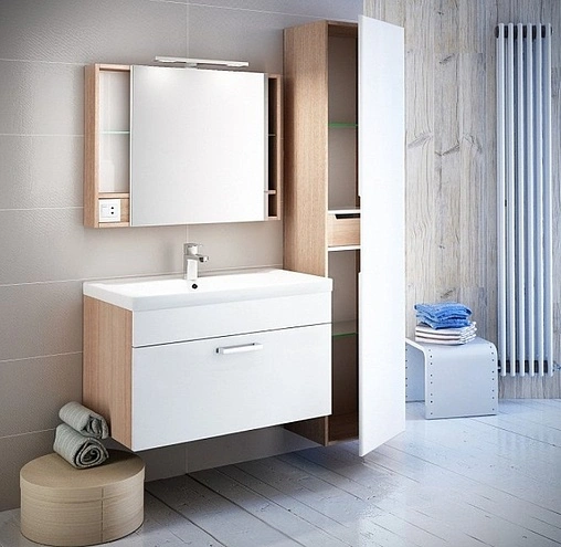 Тумба-умывальник подвесная IDDIS Mirro 80 белый/дерево MIR80W2i95K Тумба-умывальник подвесная IDDIS Mirro 80 белый/дерево MIR80W2i95K