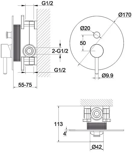 Смеситель для ванны скрытого монтажа WHITECROSS Y gold золото Y1235GL Смеситель для ванны скрытого монтажа WHITECROSS Y gold золото Y1235GL