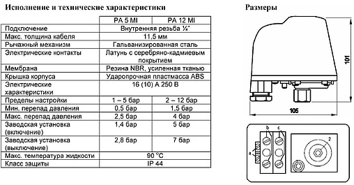 Реле давления Watts PA5 ¼&quot;в 10013340