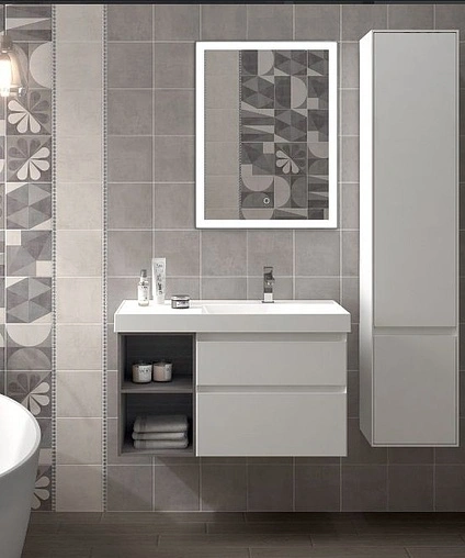 Тумба-умывальник подвесная Kerama Marazzi Cubo 90 мальва/ментс CUB.90Rh\MAL+CU.wb.90rh