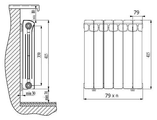 Радиатор биметаллический 12 секций Rifar Base 350 RB35012