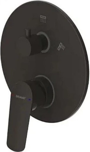 Смеситель для ванны скрытого монтажа Bravat Rhein чёрный матовый PB8429564BW-2-ENG