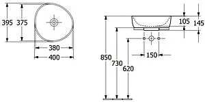 Раковина Villeroy&Boch Antao 65 черный матовый 4A7465R7, 2