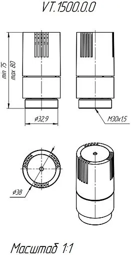 Головка термостатическая M30x1.5 Valtec белый VT.1500.0.0