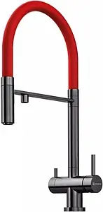 Смеситель для кухни с подключением к фильтру Omoikiri Kanto GM вороненая сталь/красный 4994013 Смеситель для кухни с подключением к фильтру Omoikiri Kanto GM вороненая сталь/красный 4994013, 1