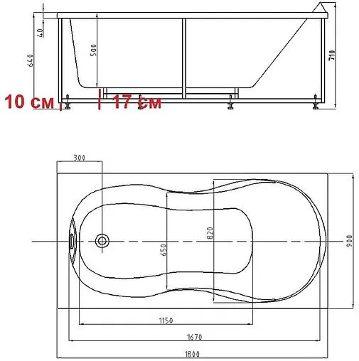 Ванна акриловая Aquatek Мартиника 180х90 с каркасом (разборный) MAR180-0000053