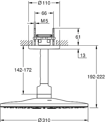 Лейка верхнего душа с потолочным креплением Grohe Rainshower SmartActive белый/хром 26477LS0