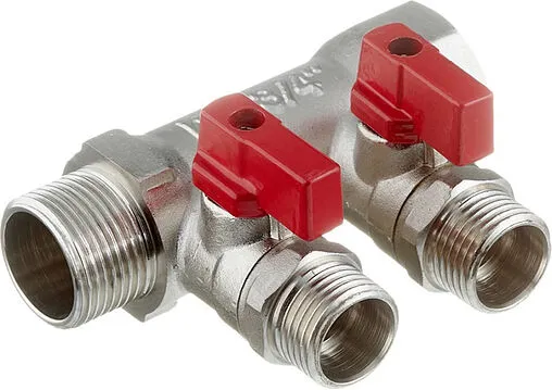 Коллектор запорный проходной 2 отвода ¾&quot;в/н x ½&quot;к Valtec VTc.580.N.0502