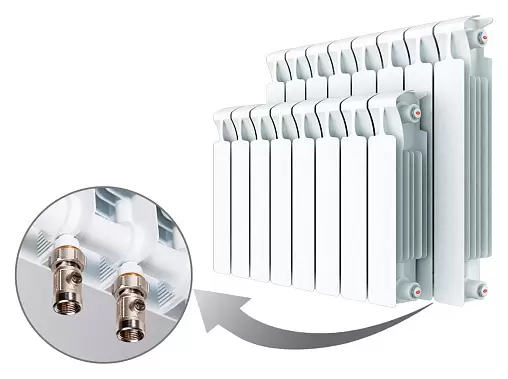 Радиатор биметаллический 12 секций нижнее правое подключение Rifar Monolit Ventil 500 белый RMVR50012