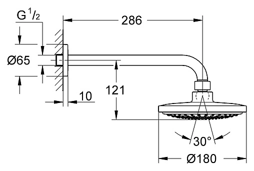 Лейка верхнего душа с настенным креплением Grohe Euphoria Cosmopolitan 180 хром 26072000 Лейка верхнего душа с настенным креплением Grohe Euphoria Cosmopolitan 180 хром 26072000