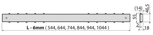 Решетка для лотка под плитку 644мм AlcaPlast Tile-650