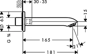 Излив для скрытого монтажа Hansgrohe Metris хром 31494000 Излив для скрытого монтажа Hansgrohe Metris хром 31494000, 2