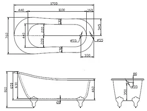 Ванна акриловая отдельностоящая BelBagno 170x75 BB06-1700, 2