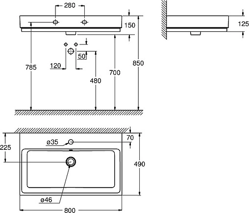 Раковина Grohe Cube Ceramic 80 белый 3946900H