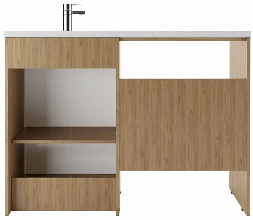 Тумба-умывальник напольный, над стиральной машиной Айсберг Домино 120 белый/дуб вотан DD4213T+