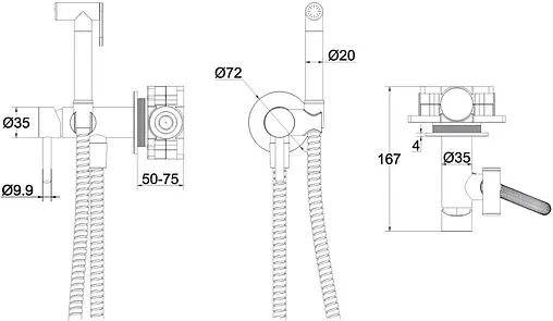 Гигиенический душ со смесителем WHITECROSS Y chrome хром SYSYBI2CR