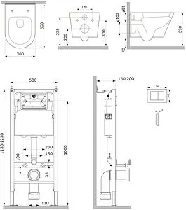 Комплект 6 в 1 Am.Pm Sense FlashClean IS90251.741701 с кнопкой хром глянцевый, 2