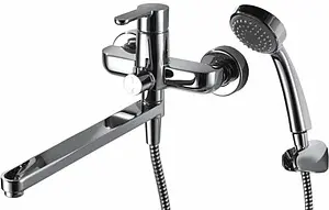 Смеситель для ванны с длинным изливом Bravat Stream хром F63783C-LB Смеситель для ванны с длинным изливом Bravat Stream хром F63783C-LB, 1