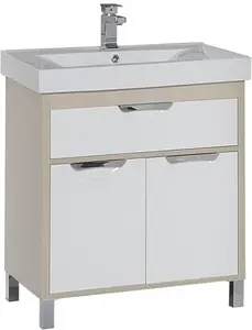 Тумба-умывальник напольная Aquanet Гретта 80 New белый/светлый дуб 00239403+00185552 Тумба-умывальник напольная Aquanet Гретта 80 New белый/светлый дуб 00239403+00185552, 1