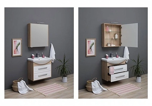 Тумба под умывальник Aquanet Остин 75 белый/дуб сонома 00200909