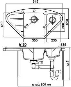 Мойка кухонная Ewigstein Wink W-80KF иней Мойка кухонная Ewigstein Wink W-80KF иней, 2