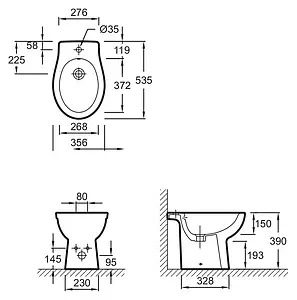 Биде напольное Jacob Delafon Patio белый EBB0002-00 Биде напольное Jacob Delafon Patio белый EBB0002-00, 2