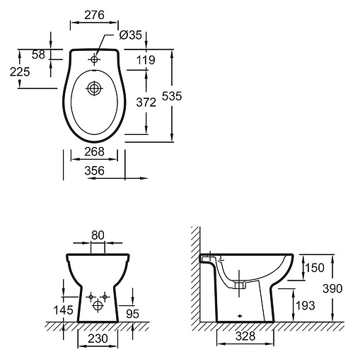Биде напольное Jacob Delafon Patio белый EBB0002-00