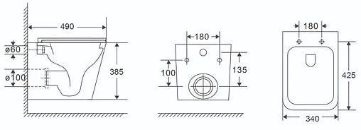 Унитаз подвесной безободковый Terminus Ватикан Monolit Tornado белый 03WM49x34W