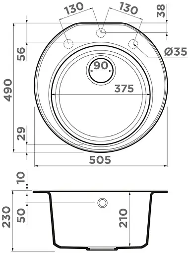 Мойка кухонная Omoikiri Miya 50R BL черный 4993502
