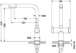 Смеситель для кухни с подключением к фильтру Aquatek Европа чёрный матовый AQ1385MB, 2