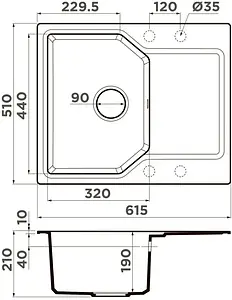 Мойка кухонная Omoikiri Yonaka 61-PA пастила 4993634, 2