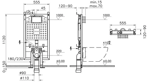 Комплект 5 в 1 VitrA S40 9860B003-7200 с кнопкой хром глянцевый Комплект 5 в 1 VitrA S40 9860B003-7200 с кнопкой хром глянцевый