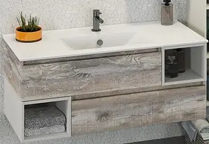 Тумба-умывальник подвесная Comforty Турин 120 дуб бежевый/белый 00004137137CF Тумба-умывальник подвесная Comforty Турин 120 дуб бежевый/белый 00004137137CF, 1