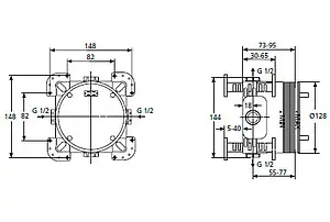 Скрытая часть смесителя для ванны Ideal Standard Active A1000NU, 2