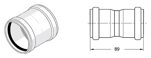 Муфта двухраструбная внутренняя бесшумная D=50мм Rehau Raupiano Plus 11326241001