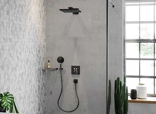 Шланговое подключение Hansgrohe FixFit Square шлифованный чёрный хром 26455340