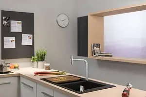Смеситель для кухни с выдвижным изливом Hansgrohe Metris Select M71 200 1jet sBox хром 73818000, 3