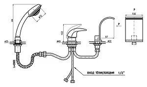 Смеситель на борт ванны на 3 отверстия Rav Slezak Dunaj хром D467.5Y, 2