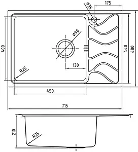 Мойка кухонная IDDIS Reeva 65 L хром REE71SLi77K, 2