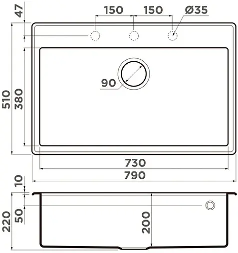 Мойка кухонная Omoikiri Tedori 79-DC темный шоколад 4993952
